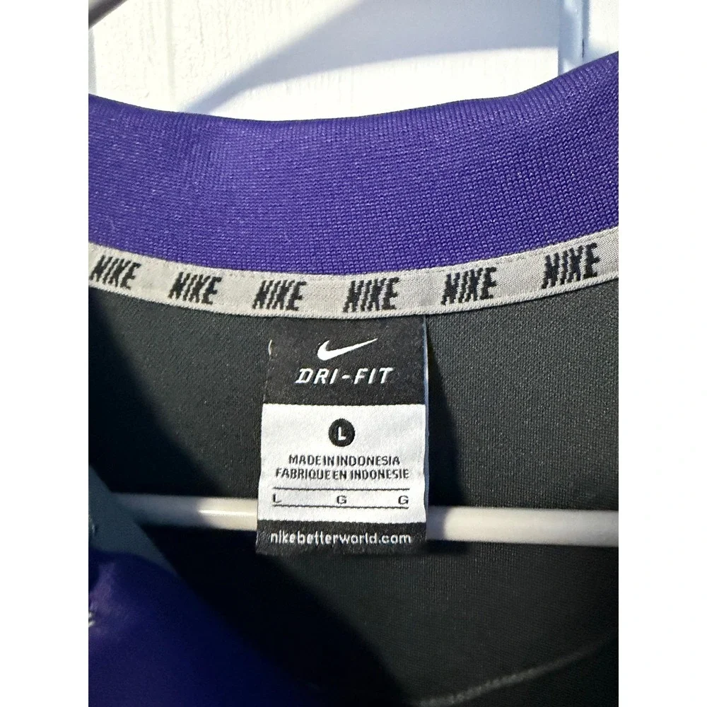 Nike Polo Shirt Mens L Grey Purple K-State Wildcats Dri-FIT